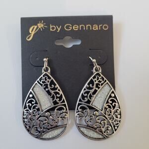 G By Gennaro Silver Tone Dangle Earrings NWT